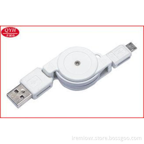 80CM White Retractable Micro USB Cable 5Pin for Phone Charg